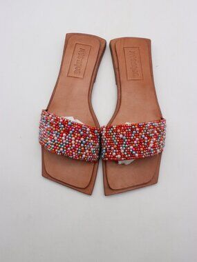 NWOB Mystique Embellished Sandals Women's Size 9 Leather Open Toe Slip On Shoes